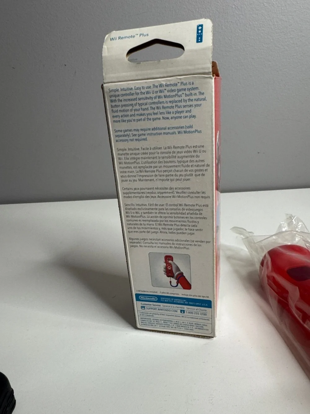 Nintendo Wii Remote Plus Mario Red + Black Silicone Covers Bundle